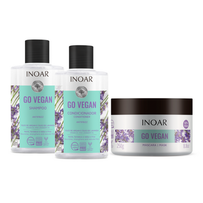 INOAR Go Vegan Anti Frizz Kit - Shampoo,  Conditioner and Mask