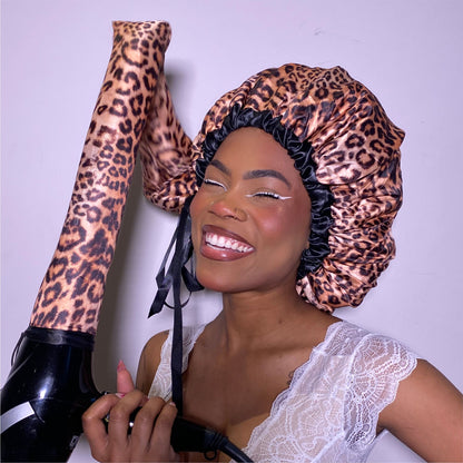 SOULTA Satin Diffuser Drying Cap Thermal Heat Cap Leopard