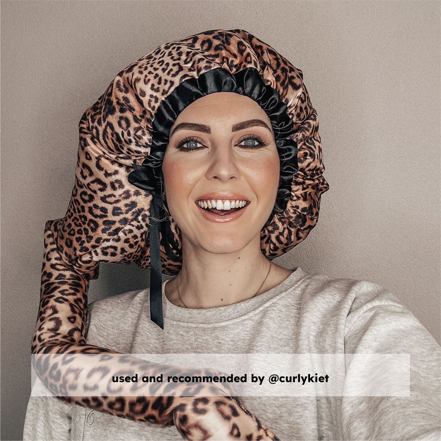 SOULTA Satin Diffuser Drying Cap Thermal Heat Cap Leopard