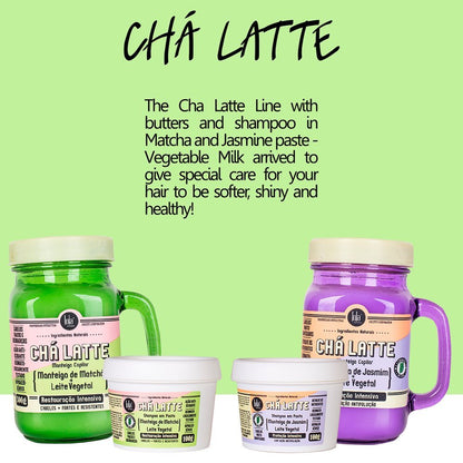 LOLA - Latte Tea Matcha Kit Prevent Split ends and Breakage - Paste Shampoo & Hair Butter (Reusable glass mug)