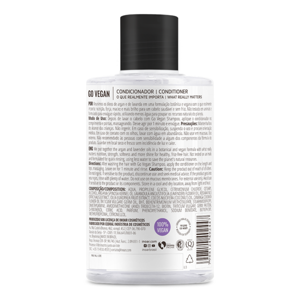 Inoar Go Vegan Anti frizz Conditioner, Argan and Lavender Oil, Directions