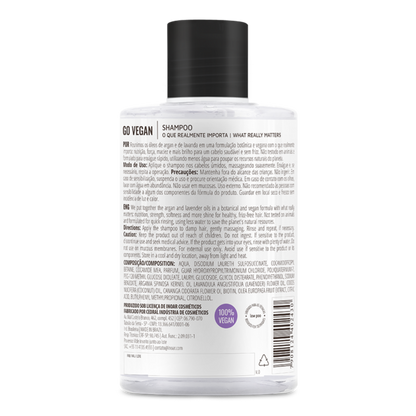 Inoar Go Vegan Anti frizz Shampoo, Argan and Lavender Oil, Directions