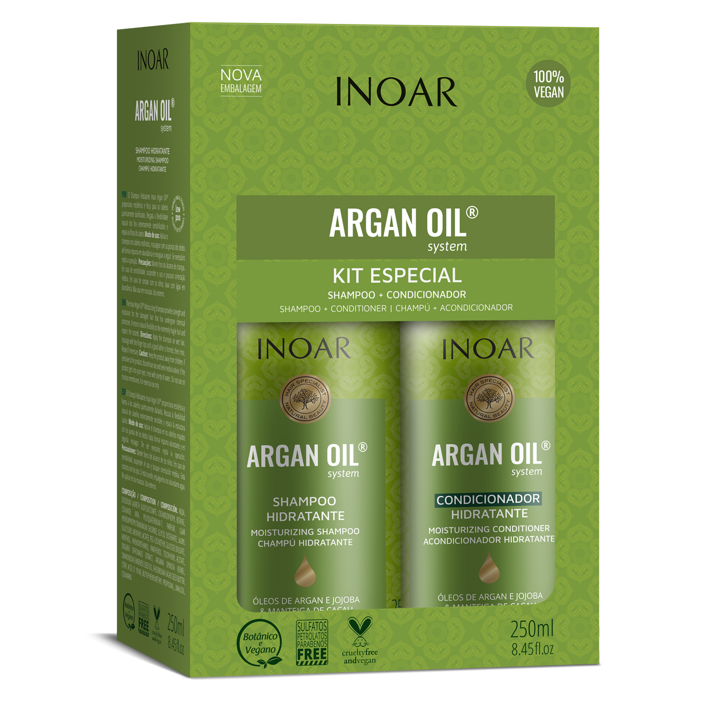 Inoar Argan Oil Shampoo + Conditioner Kit (8.4oz/250ml x 2)