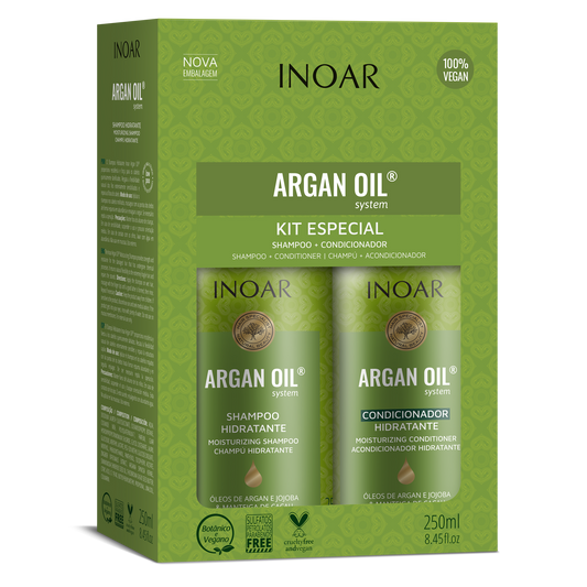 Inoar Argan Oil Shampoo + Conditioner Kit (8.4oz/250ml x 2)