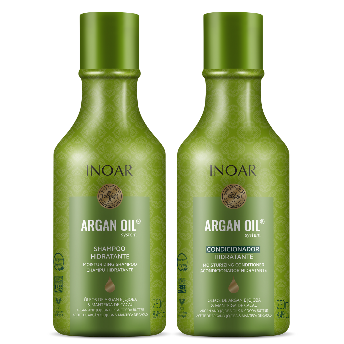 Inoar Argan Oil Shampoo + Conditioner Kit (8.4oz/250ml x 2)