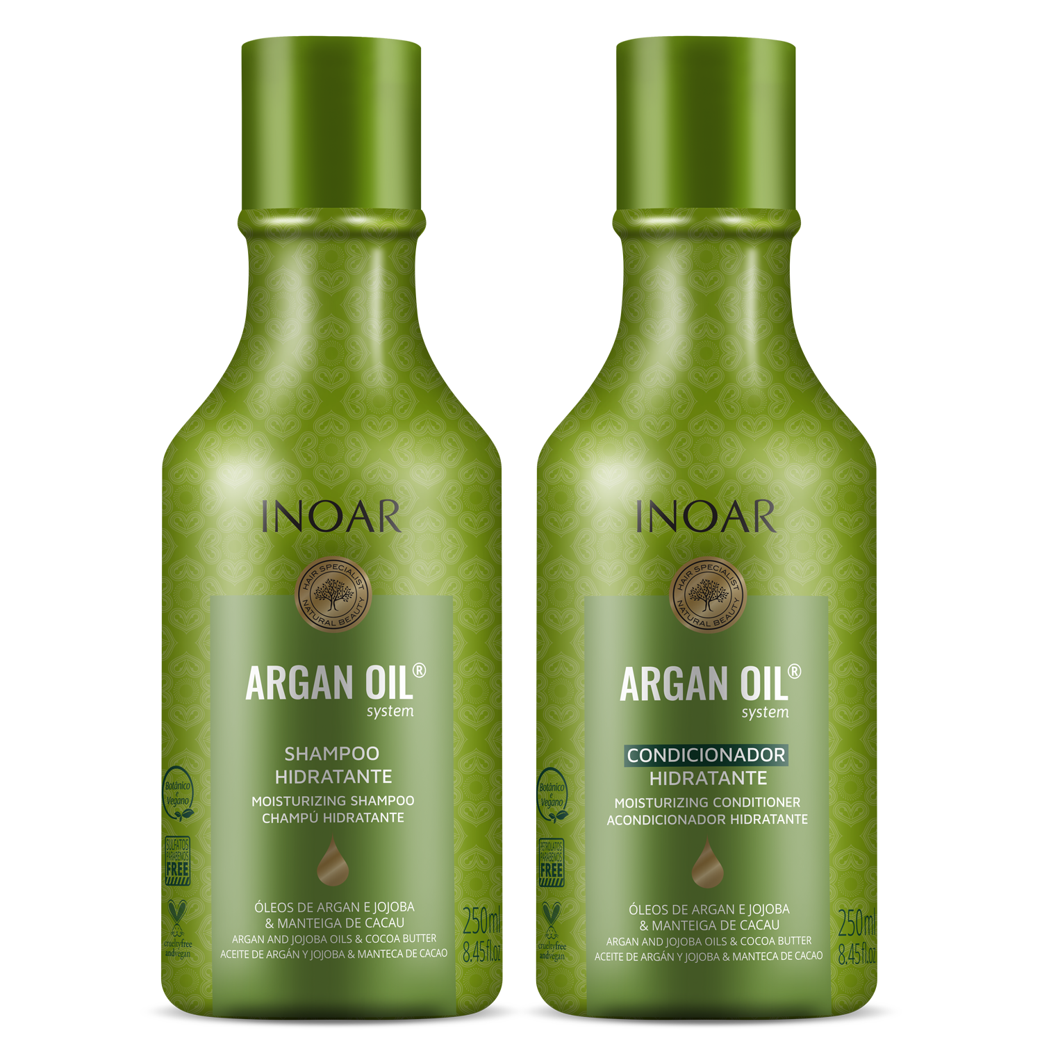 Inoar Argan Oil Shampoo + Conditioner Kit (8.4oz/250ml x 2)