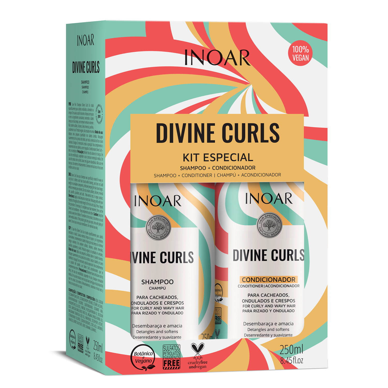 Inoar Divine Curls Shampoo & Conditioner Kit 8.4oz/250ml x 2