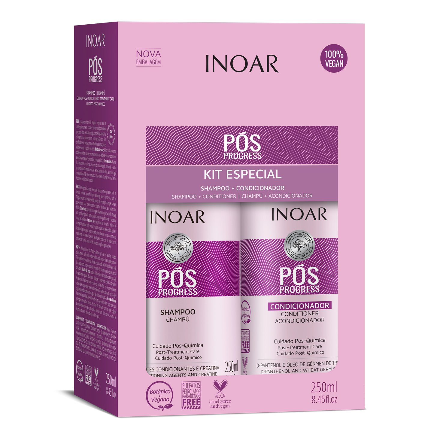 Inoar Pos Progress Shampoo + Conditioner Kit (8.4oz/250ml x 2)