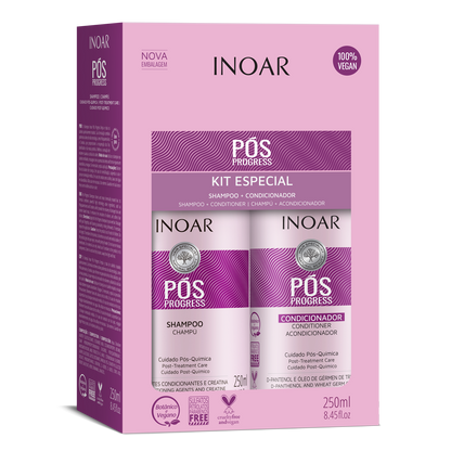 Inoar Pos Progress Shampoo + Conditioner Kit (8.4oz/250ml x 2)